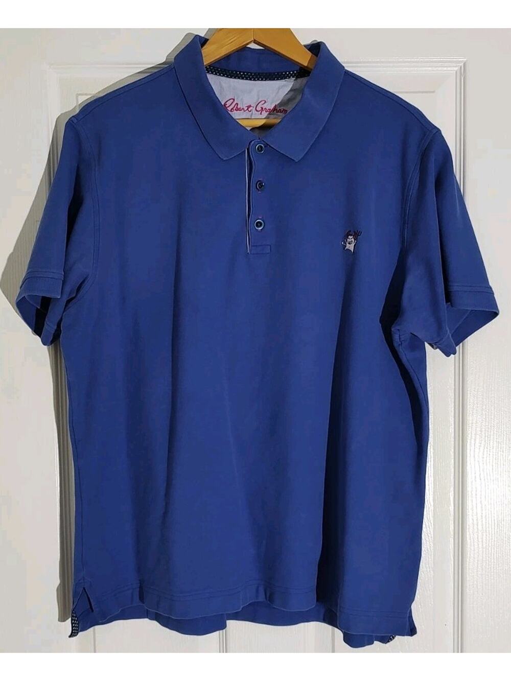 Men's Robert Graham Polo Shirt Classic Fit Blue Devil Short Sleeve Cotton - XL